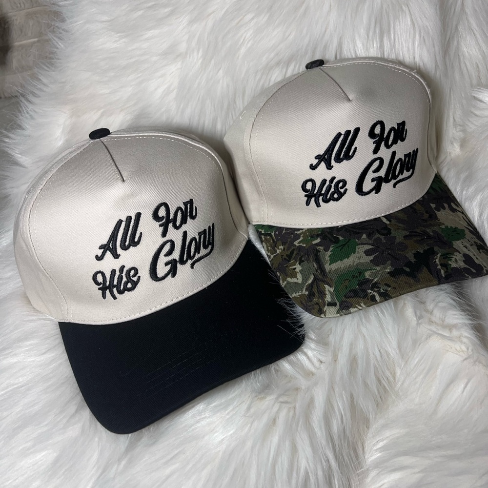 ALL FOR HIS GLORY faith trucker hat new black cap 2 for $40